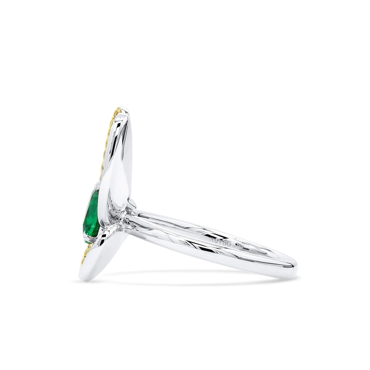 Natural 2.16 Ct. TW Cushion-Cut Colombian Emerald Butterfly Ring, 18K White Gold