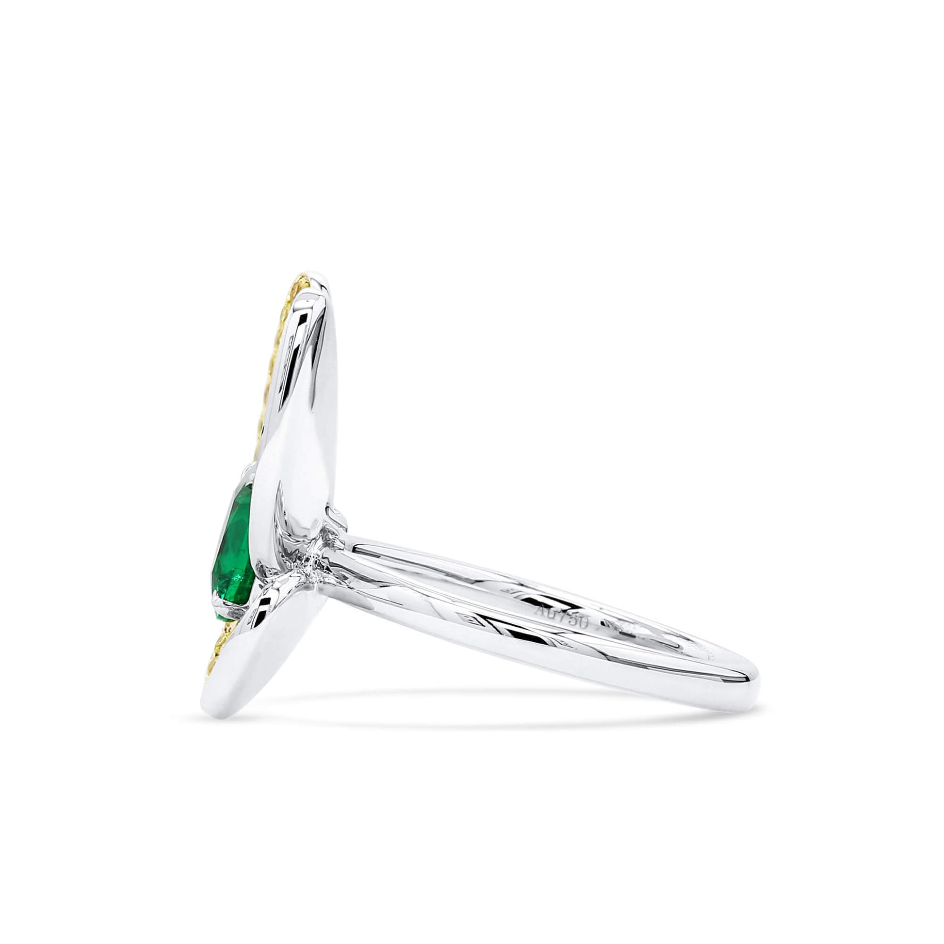 Natural 2.16 Ct. TW Cushion-Cut Colombian Emerald Butterfly Ring, 18K White Gold