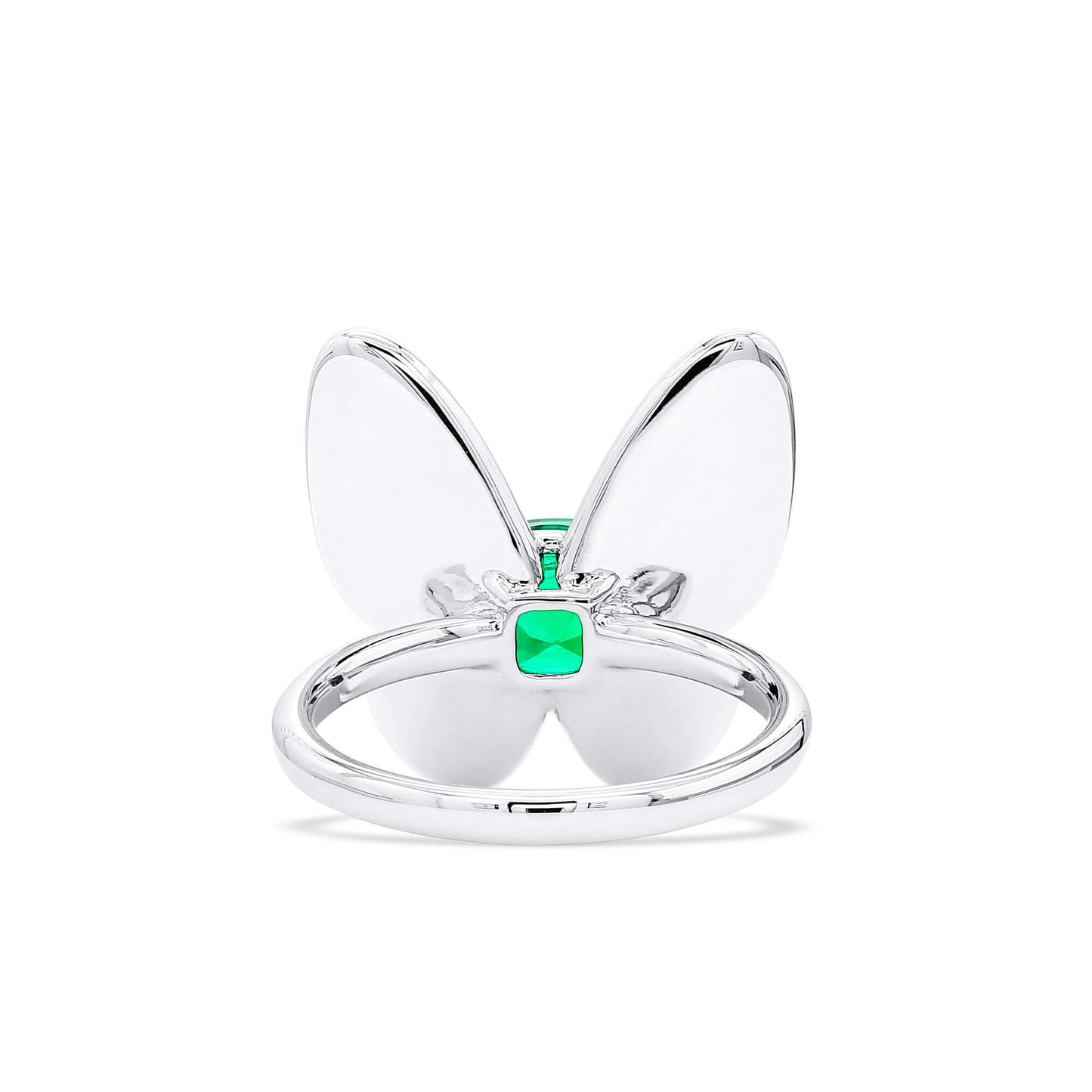 Natural 2.16 Ct. TW Cushion-Cut Colombian Emerald Butterfly Ring, 18K White Gold