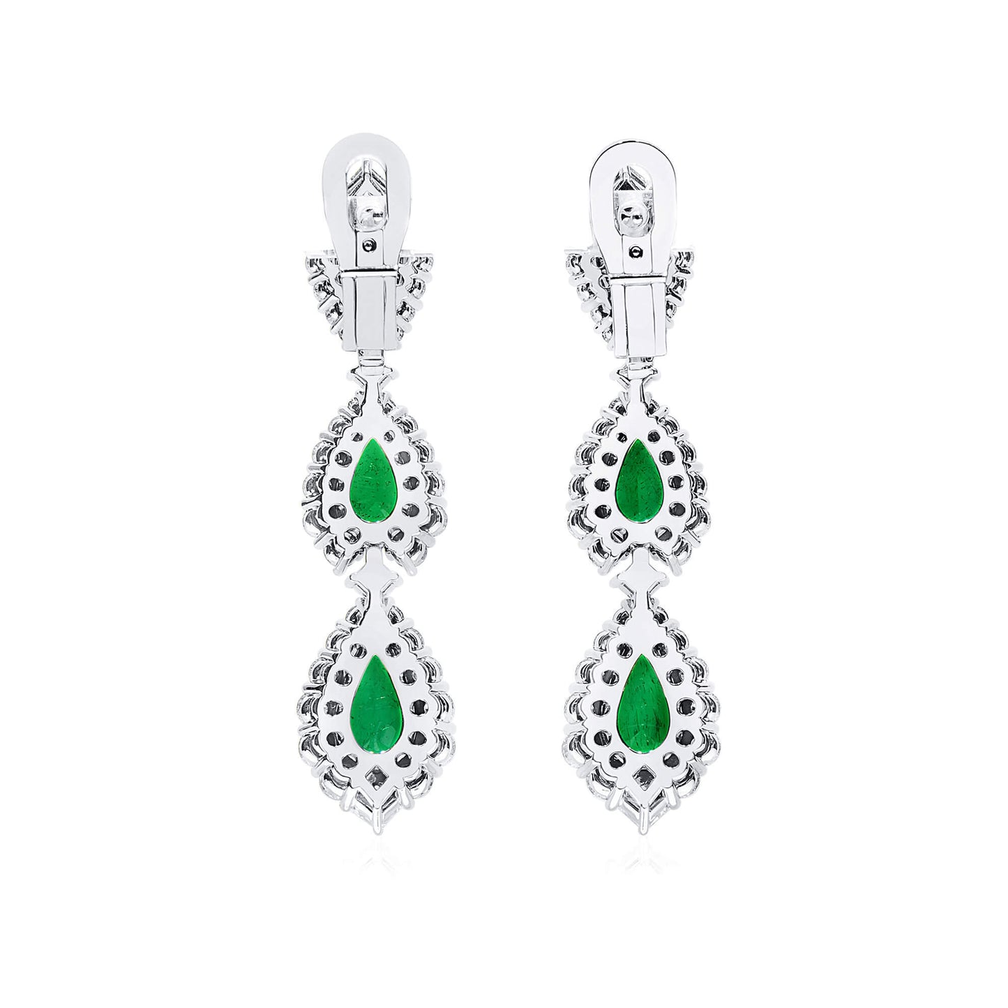 Natural Green Colombia Emerald Earrings, 16.70 Ct. TW, Pear shape, C.DUNAIGRE Certified