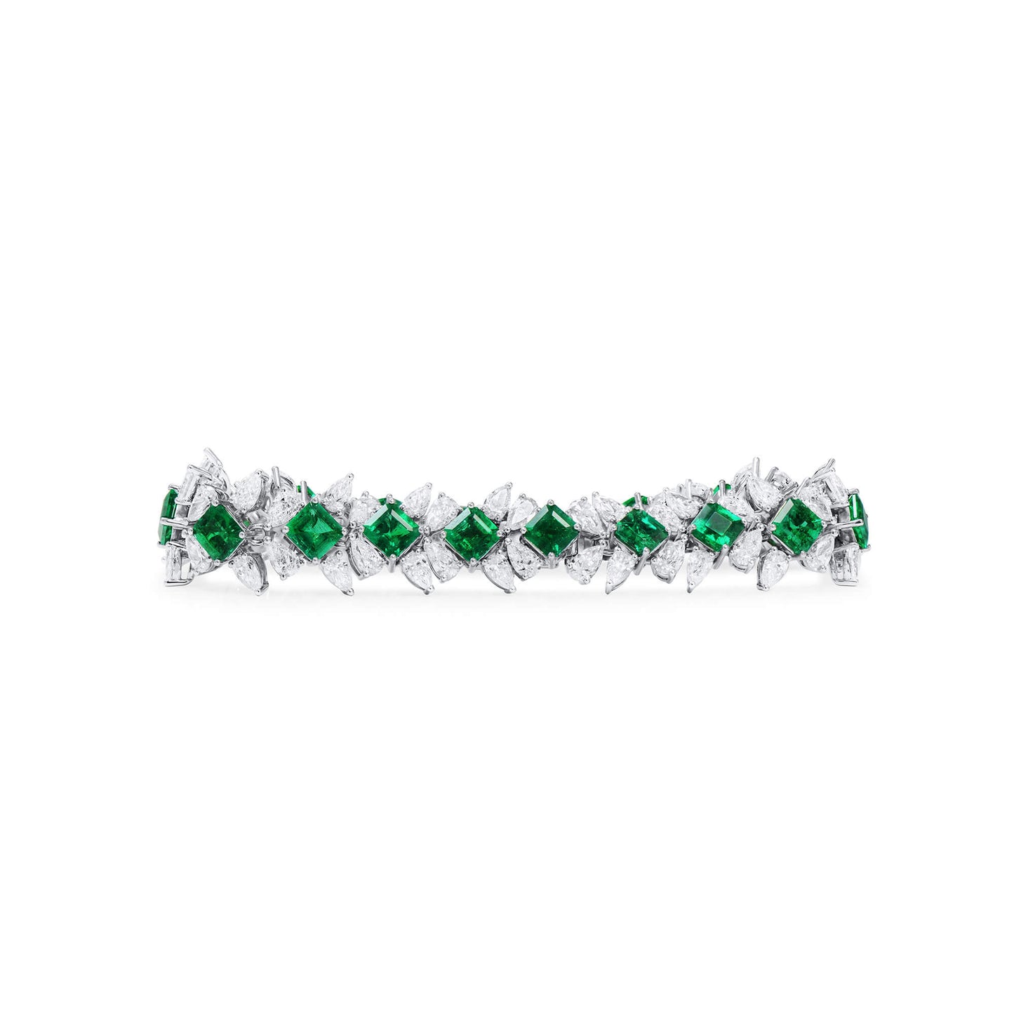 Natural Vivid Green Colombian Emerald and Diamond Bracelet, 11.07 Ct. (25.10 Ct. TW), GRS2023-088557