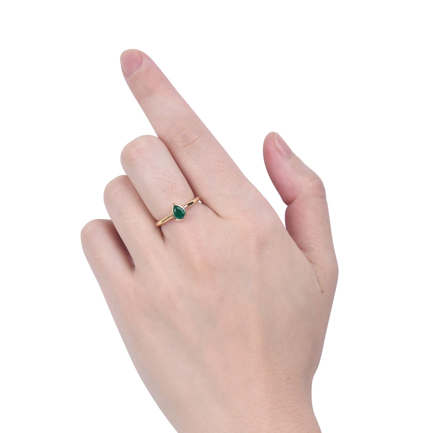 天然 艳绿色 祖母绿戒指，总重0.55克拉