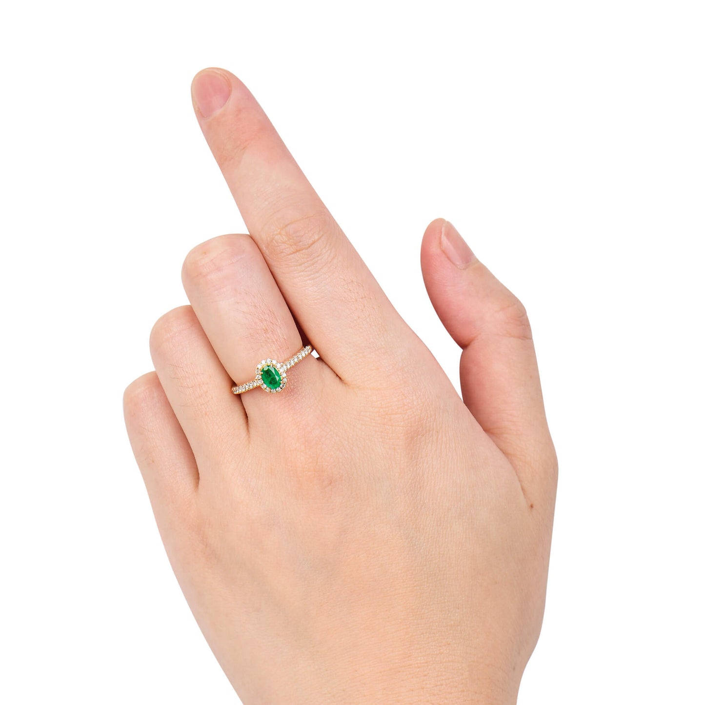 天然 艳绿色 祖母绿戒指，总重0.60克拉