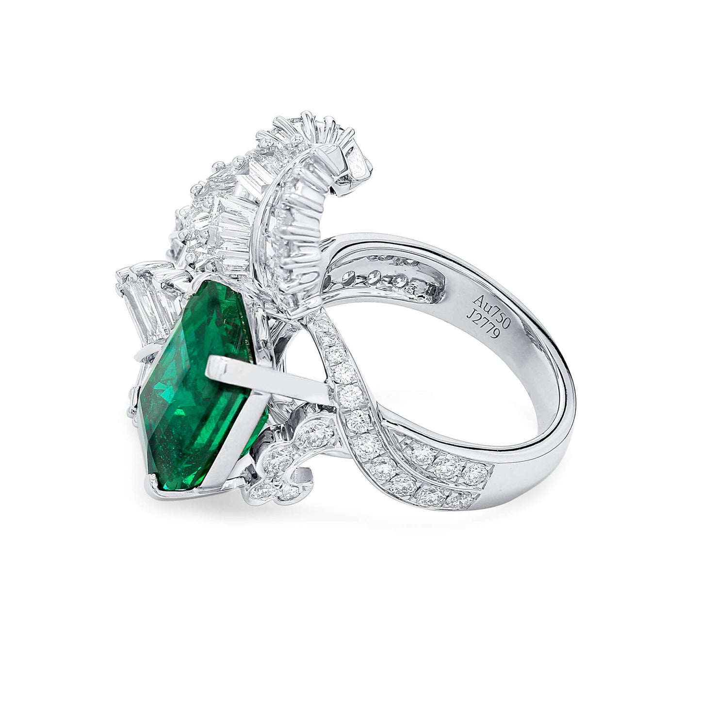 Natural Vivid Green Colombian Emerald Halo Ring, 18K White Gold, Radiant Shape, 10.30 Ct. TW