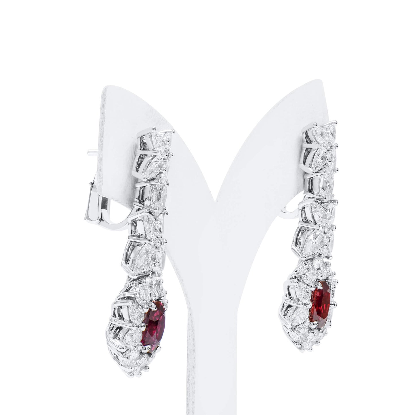 Natural Vivid Red Ruby Earrings, 7.80 Ct. TW, Cushion shape, GRS Certified