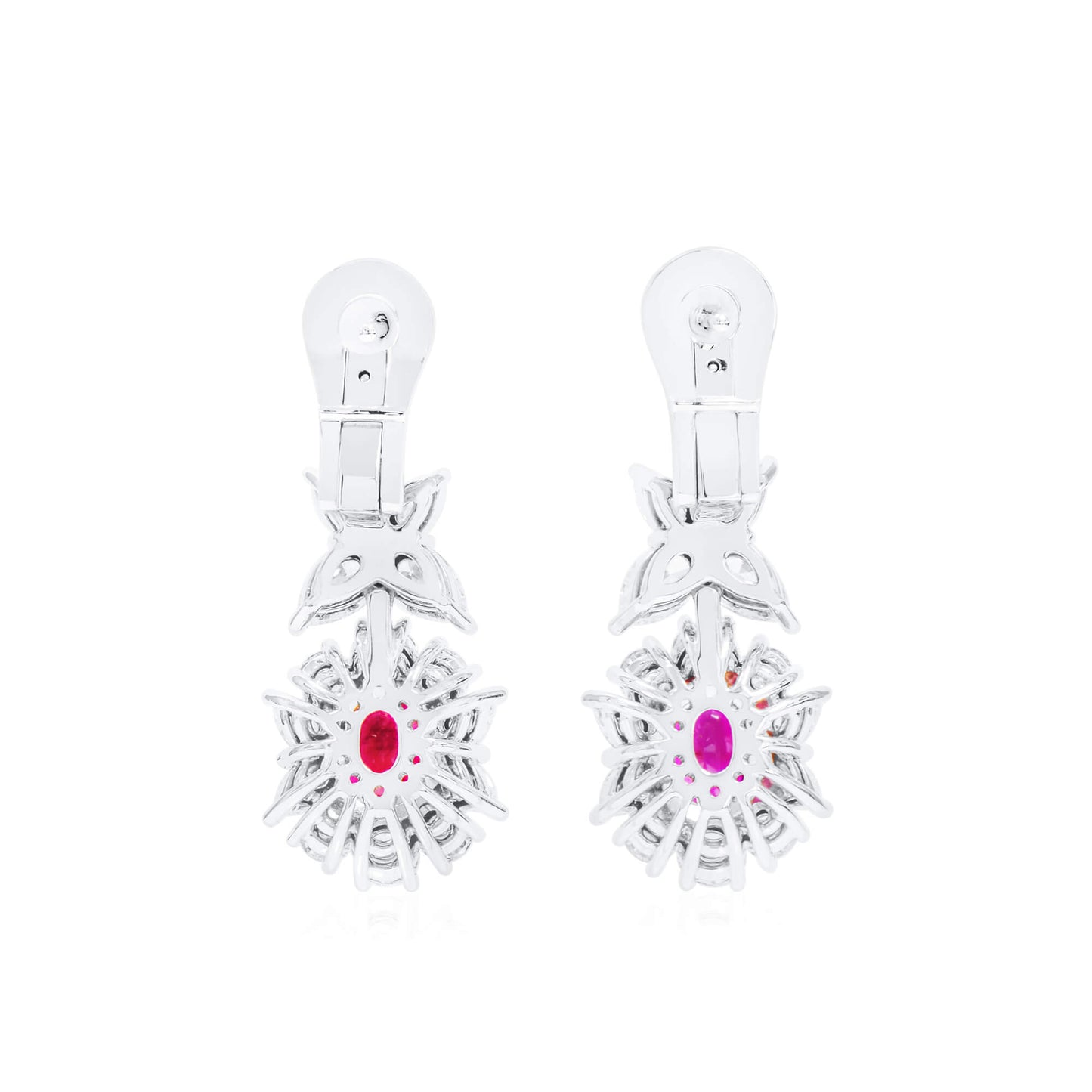 Natural Vivid Red Ruby Earrings, 7.80 Ct. TW, Cushion shape, GRS Certified