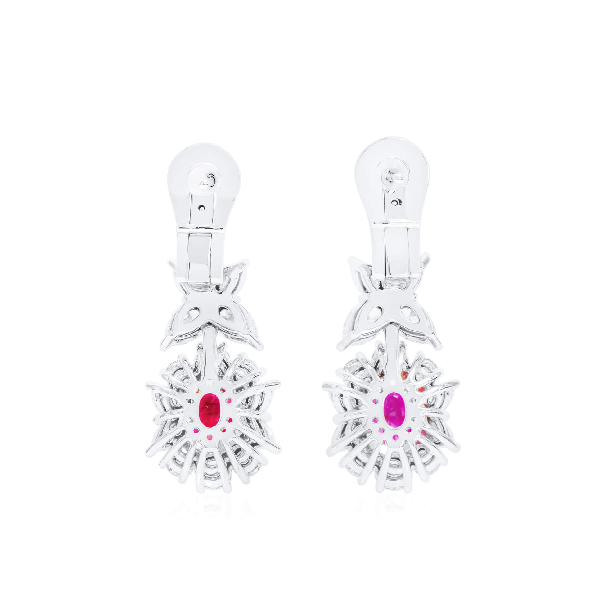 Natural Vivid Red Ruby Earrings, 7.80 Ct. TW, Cushion shape, GRS Certified