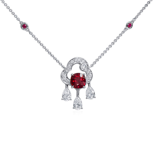 天然 艳红色 红宝石吊坠，总重3.14克拉，枕形，GRS认证