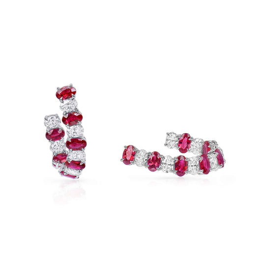 Natural Vivid Red Ruby Earrings, 5.01 Ct. TW