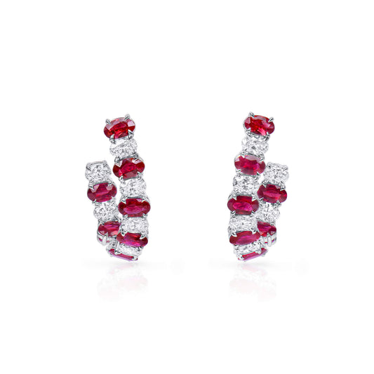 Natural Vivid Red Ruby Earrings, 5.01 Ct. TW
