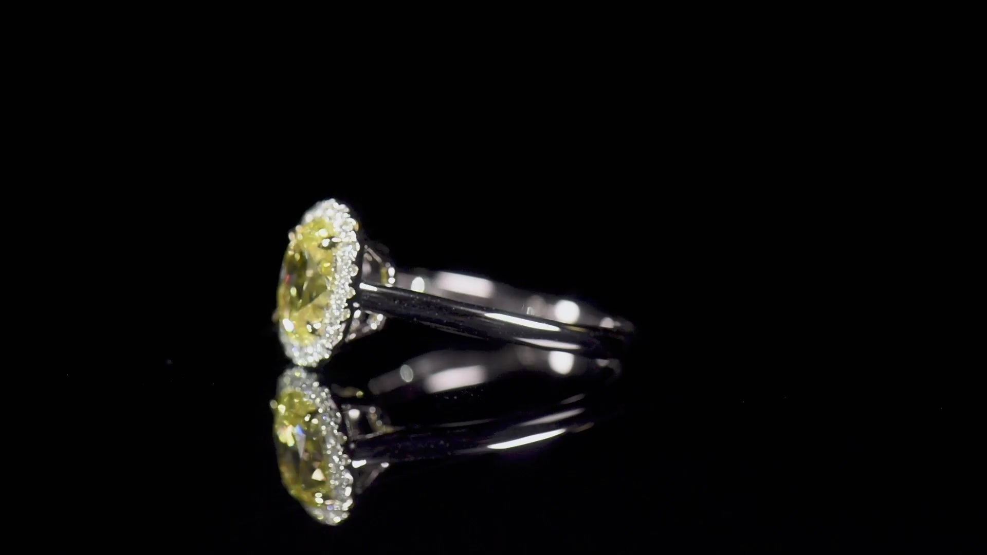 Fancy Yellow Diamond Ring, 1.56 Ct. (1.70 Ct. TW), Oval Shape, 2151850400