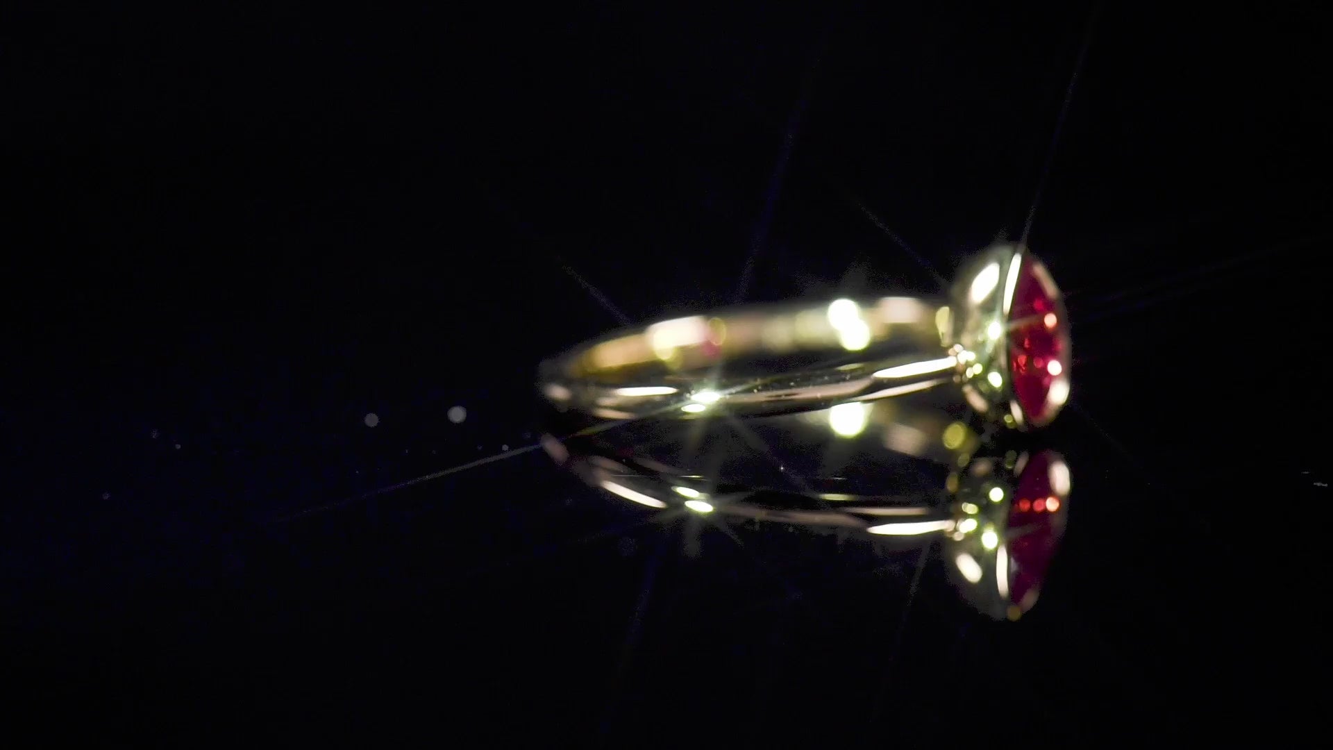 Natural Vivid Red Ruby Solitaire Ring, 18K Yellow Gold, Pear Shape, 0.69 Ct. TW