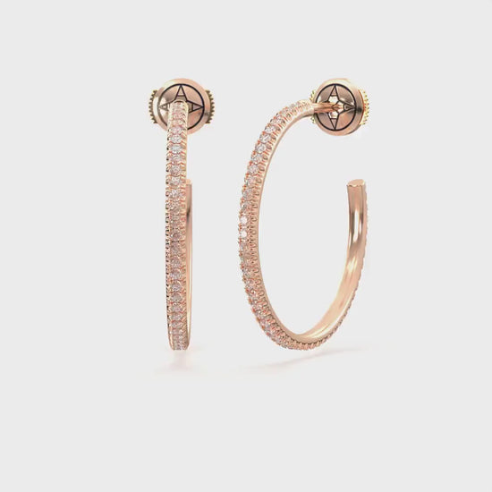 Centuria™ City Hoop diamond earrings, Large, 14K white gold, 18K white gold