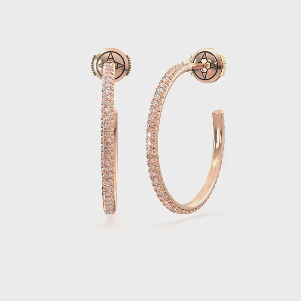 Centuria™ City Hoop diamond earrings, Large, 14K white gold, 18K white gold
