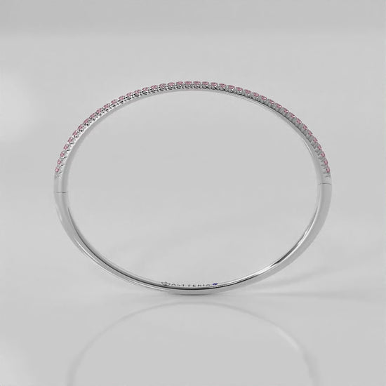 Centuria™ Bangle with Half Pavé pink sapphire, 14K white gold, 18K white gold