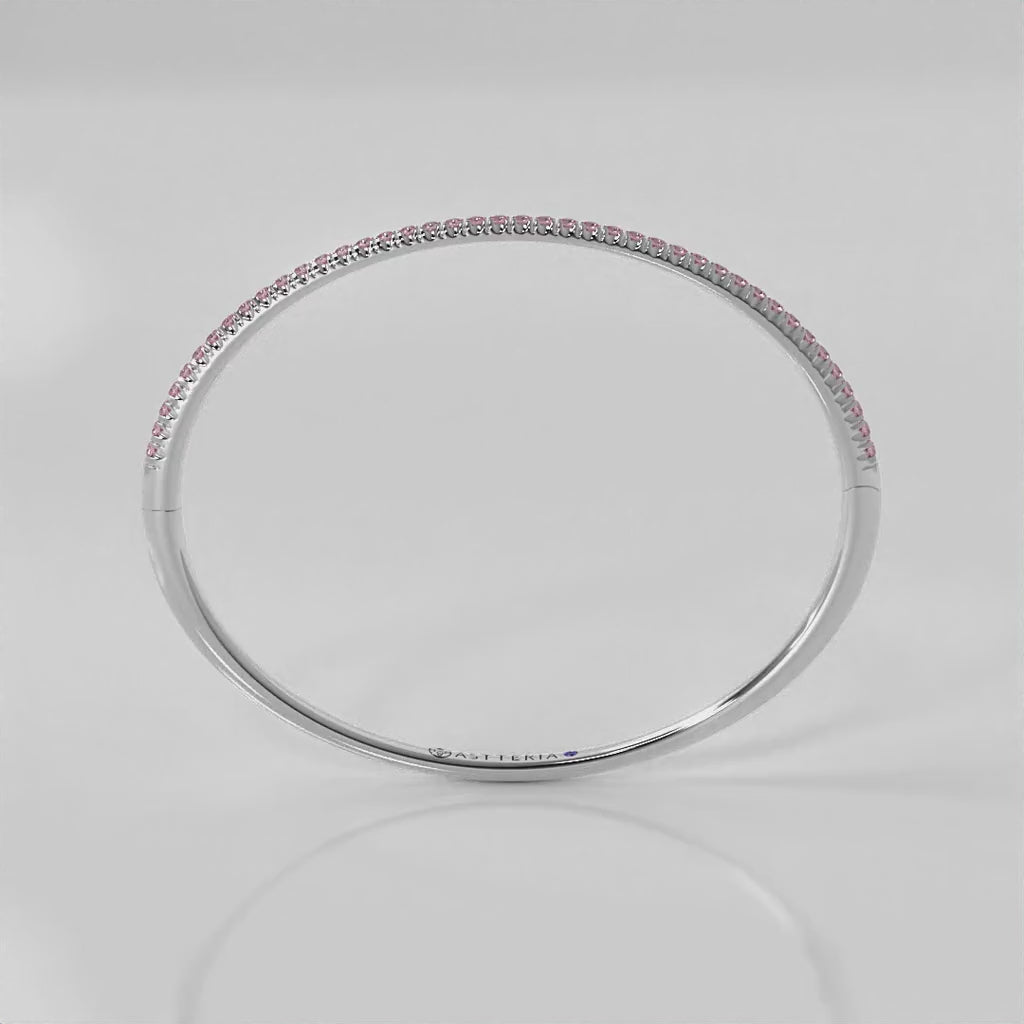 Centuria™ Bangle with Half Pavé pink sapphire, 14K white gold, 18K white gold