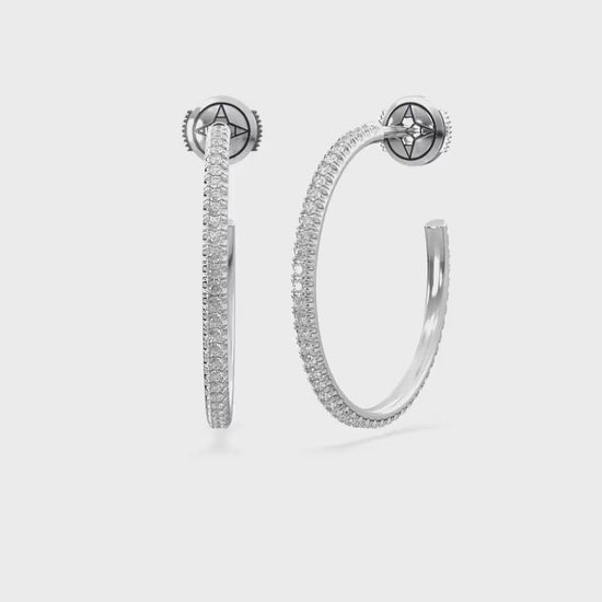 Centuria™ City Hoop diamond earrings, Large, 14K white gold, 18K white gold