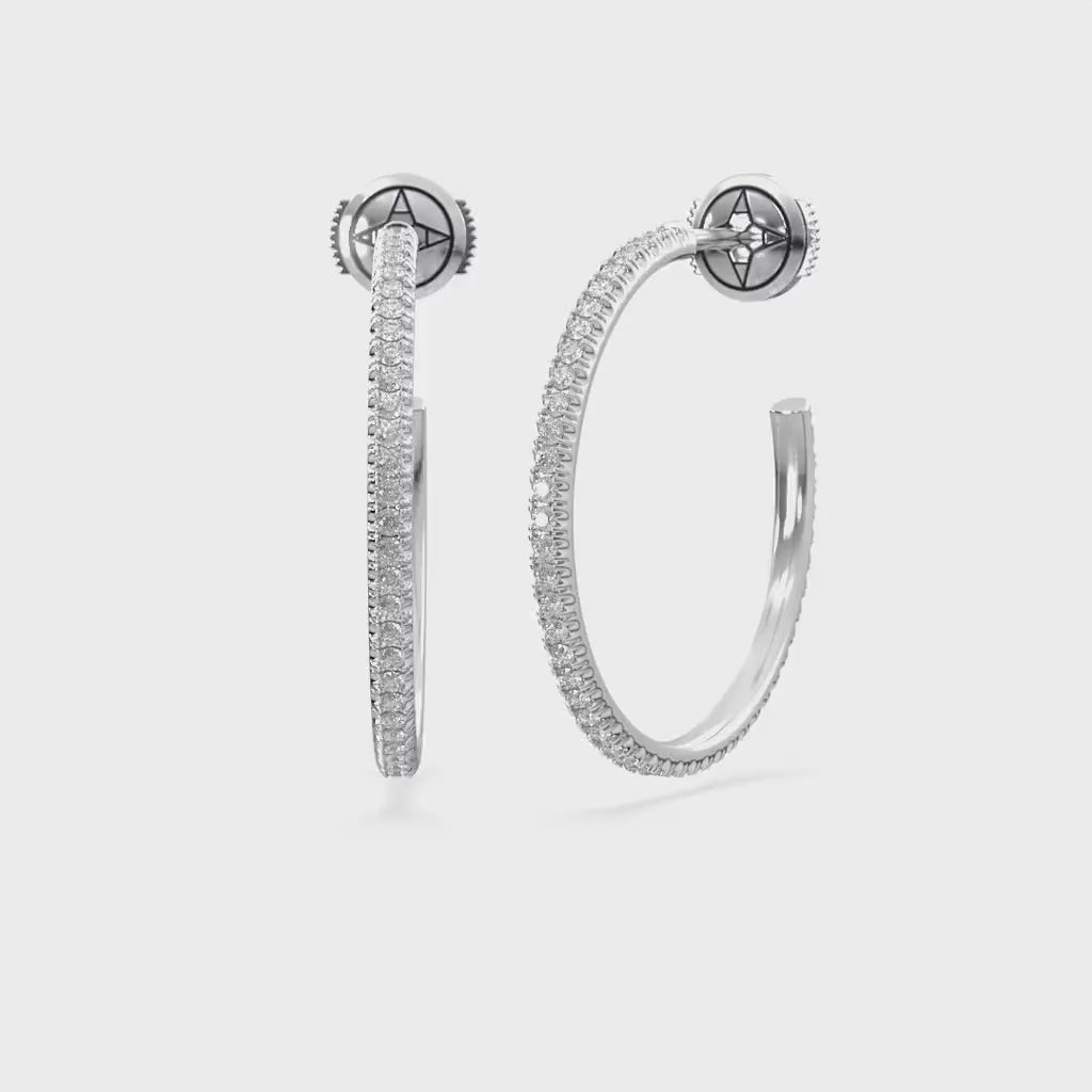 Centuria™ City Hoop diamond earrings, Large, 14K white gold, 18K white gold