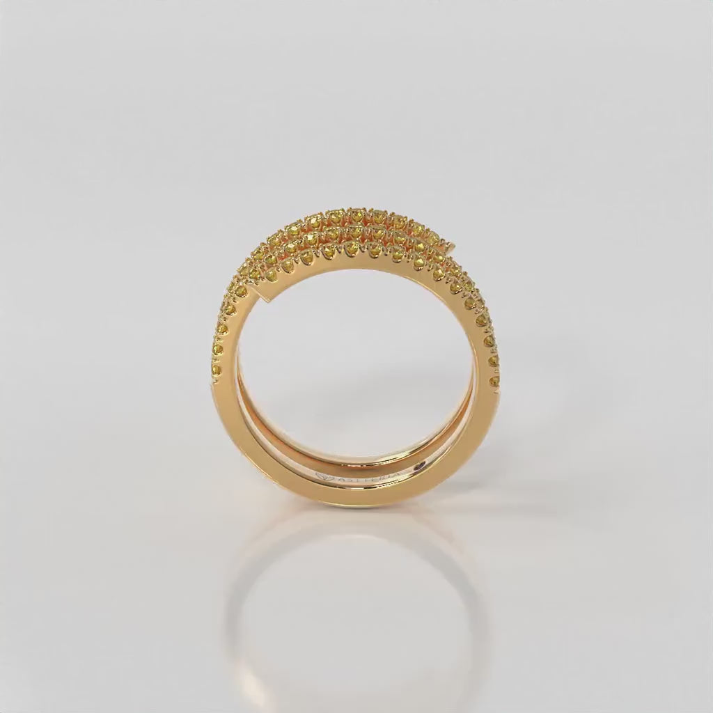 Centuria half eternity spiral yellow diamond ring, 14K yellow gold, 18K yellow gold