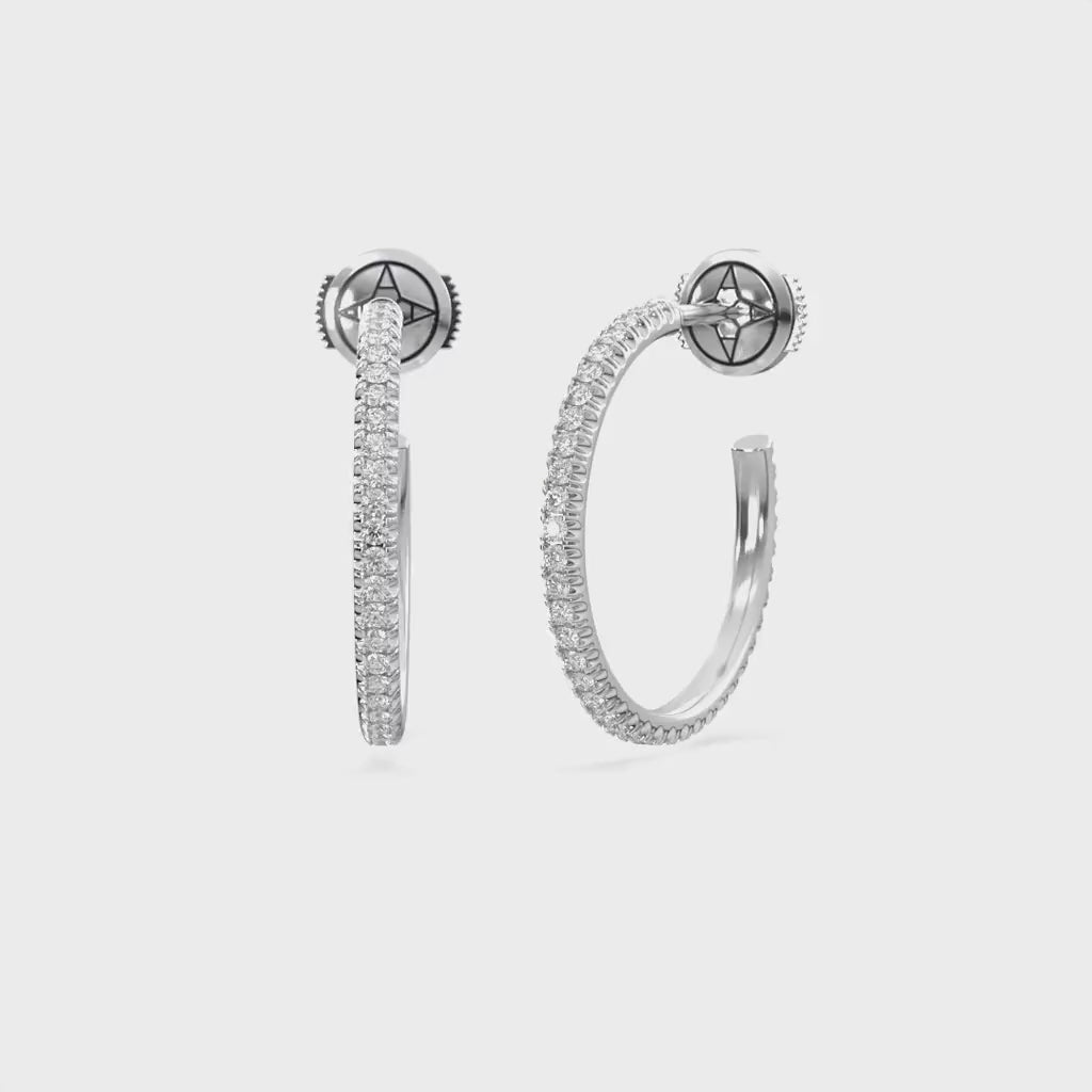 Centuria™ City Hoop diamond earrings, Medium, 14K white gold, 18K white gold