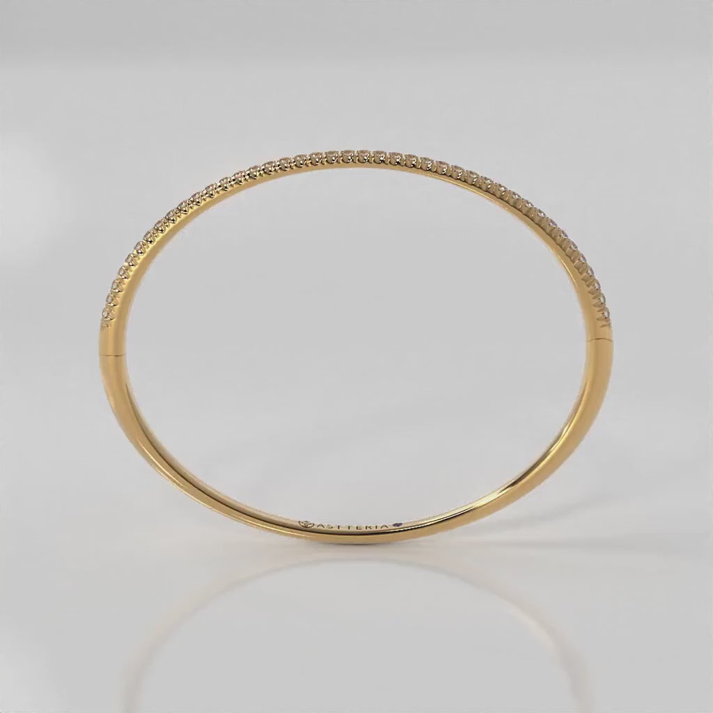 Centuria™ Bangle with Half Pavé White Diamonds, 14K yellow gold, 18K yellow gold