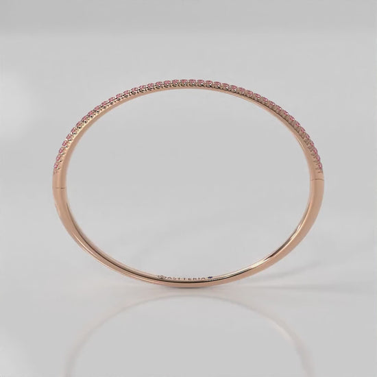 Centuria™ Bangle with Half Pavé pink sapphire, 14K rose gold, 18K rose gold