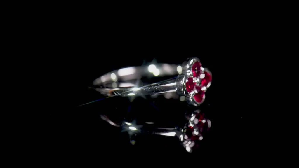 Natural 0.41 Ct. TW Ruby Clover Ring in White Gold, 14K White Gold, 18K White Gold