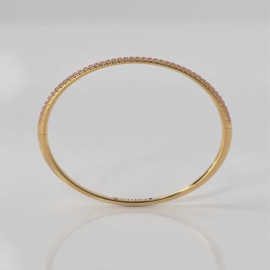 Centuria™ Bangle with Half Pavé pink sapphire, 14K yellow gold, 18K yellow gold