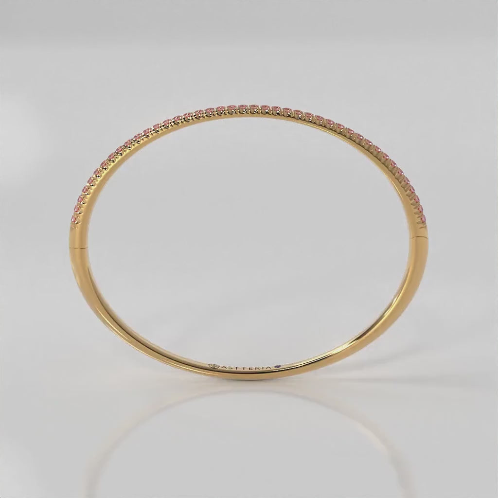 Centuria™ Bangle with Half Pavé pink sapphire, 14K yellow gold, 18K yellow gold