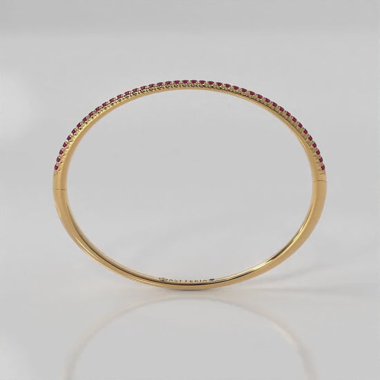 Centuria™ Bangle with Half Pavé ruby, 14K yellow gold, 18K yellow gold