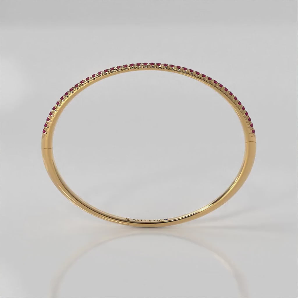 Centuria™ Bangle with Half Pavé ruby, 14K yellow gold, 18K yellow gold