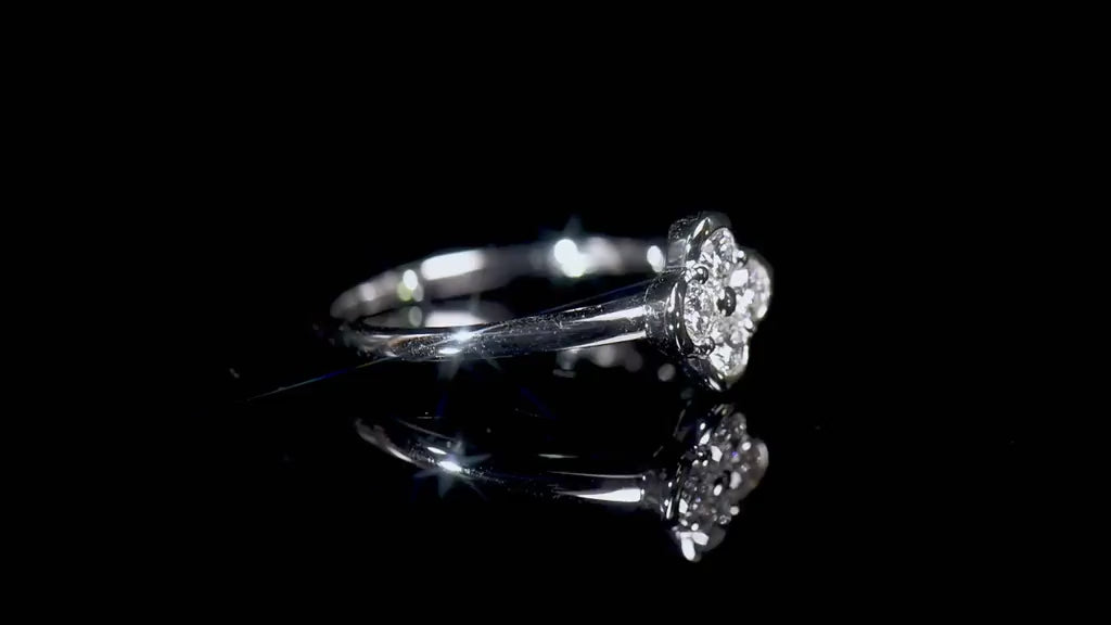 Natural 0.33 Ct. TW Diamond Clover Ring, 14K White Gold