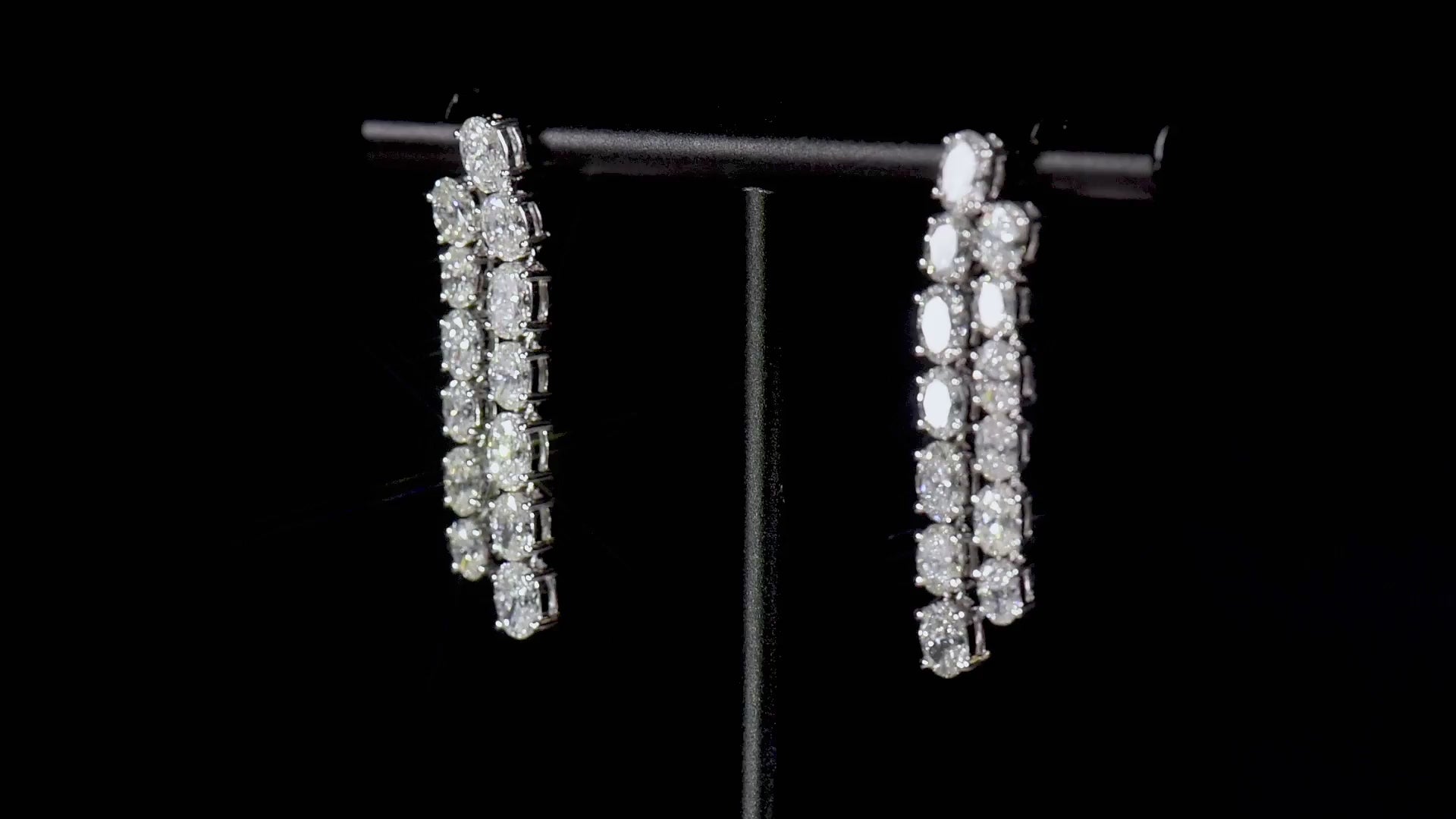 Natural Diamond Drop Earrings, 18K White Gold, Oval Shape, 4.68 Ct. TW