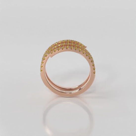 Centuria half eternity spiral yellow diamond ring, 14K rose gold, 18K rose gold