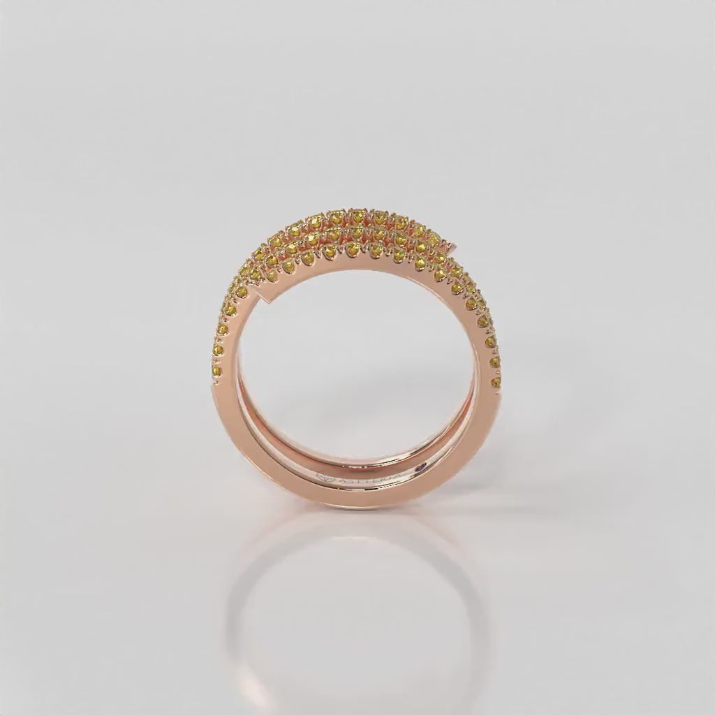 Centuria half eternity spiral yellow diamond ring, 14K rose gold, 18K rose gold
