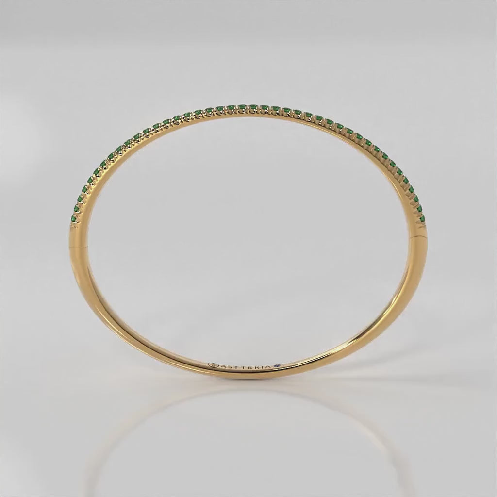 Centuria™ Bangle with Half Pavé emerald, 14K yellow gold, 18K yellow gold