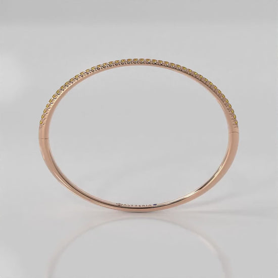 Centuria™ Bangle with Half Pavé yellow diamonds, 14K rose gold, 18K rose gold
