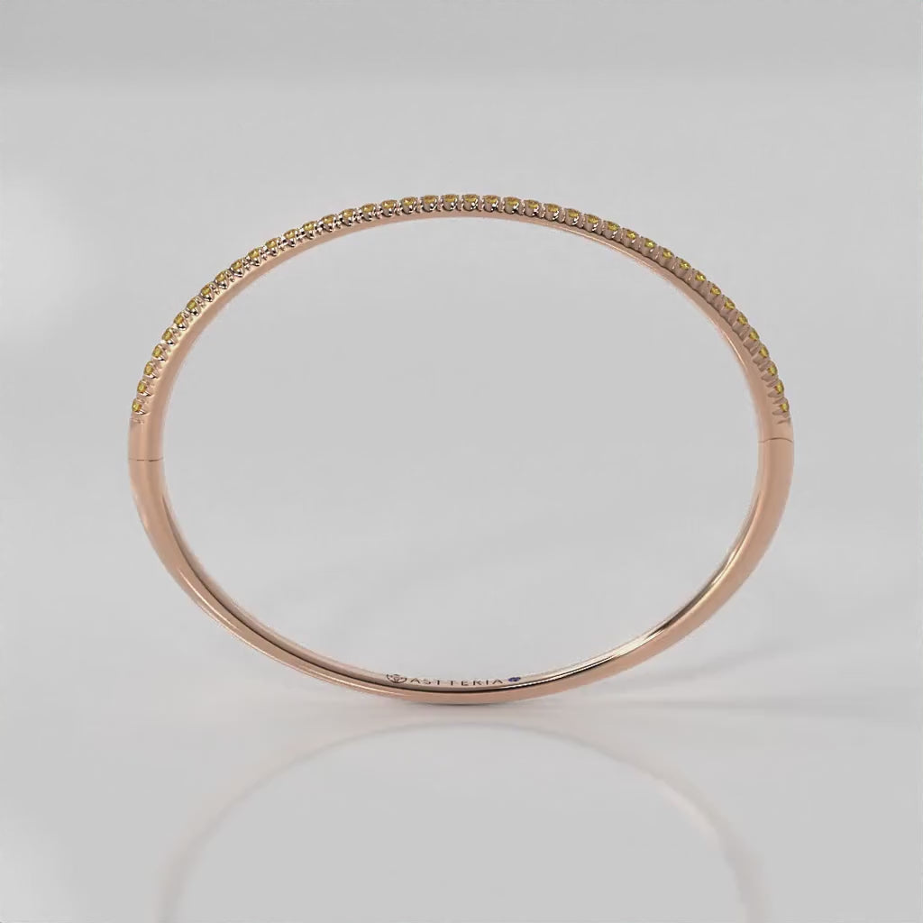 Centuria™ Bangle with Half Pavé yellow diamonds, 14K rose gold, 18K rose gold