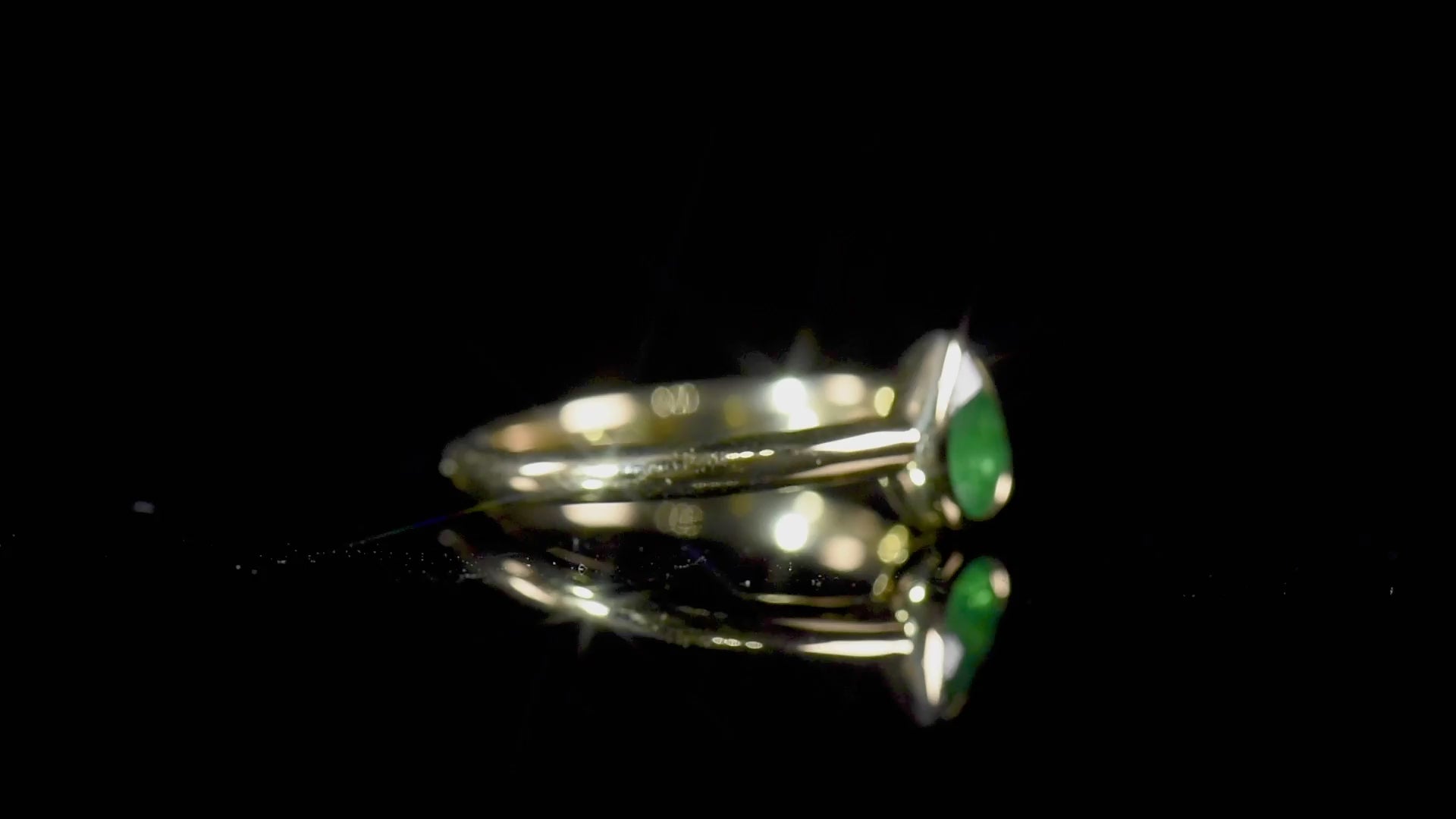 Natural Vivid Green Emerald Solitaire Ring, 18K Yellow Gold, Pear Shape, 0.55 Ct. TW