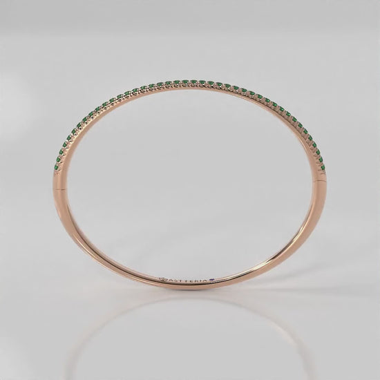 Centuria™ Bangle with Half Pavé emerald, 14K rose gold, 18K rose gold