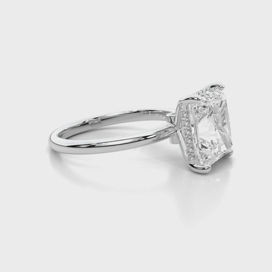 Natural 4.18 Ct. Radiant-Cut Diamond Solitaire Ring, 18K White Gold
