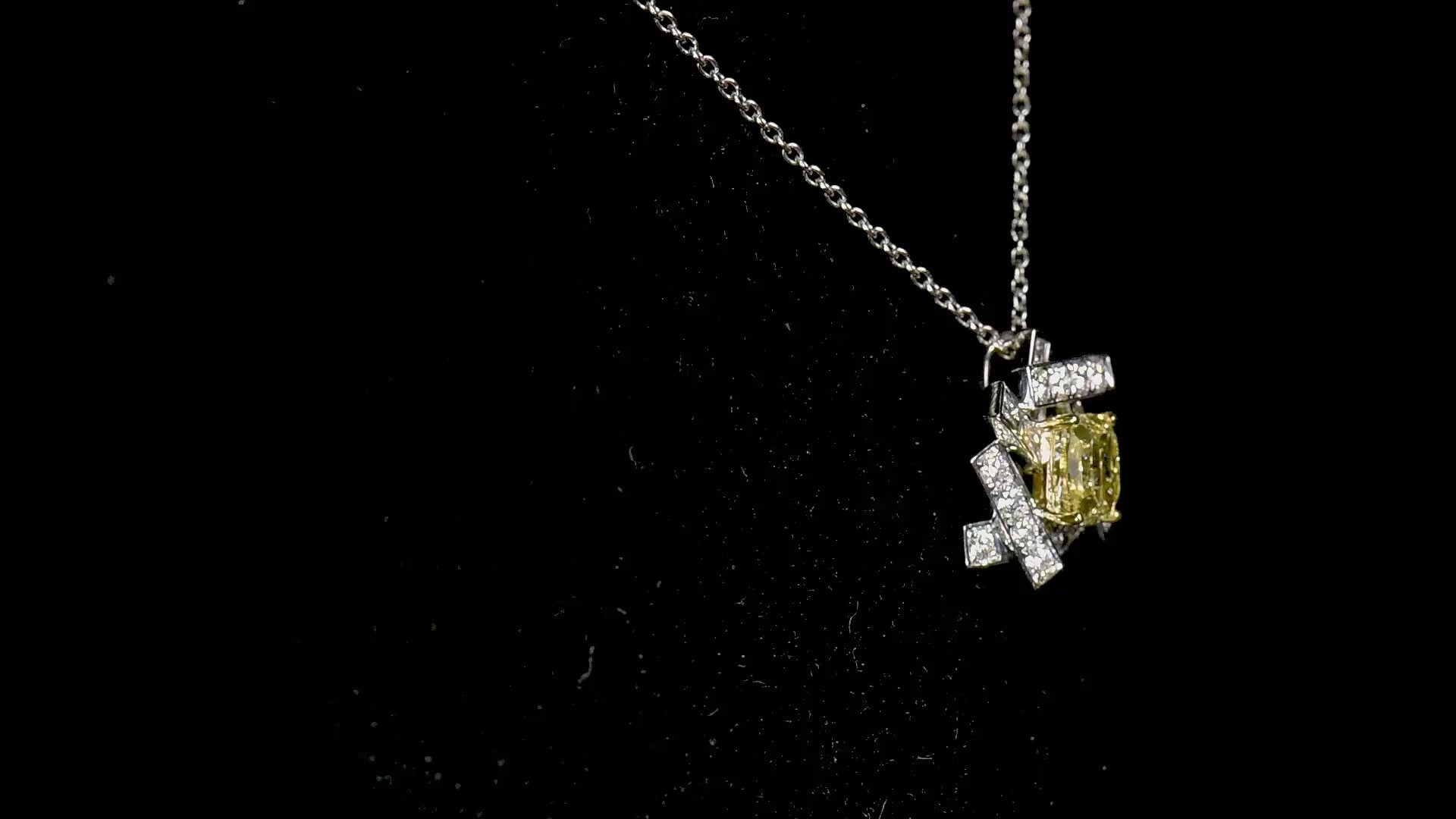 Natural Fancy Yellow Diamond Pendant, 18K White Gold, Cushion Shape, 4.55 Ct. TW
