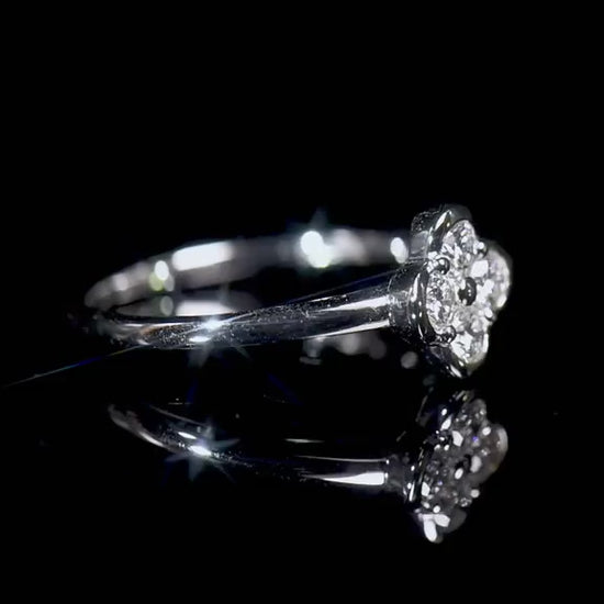 Natural 0.33 Ct. TW Diamond Clover Ring in White Gold, 14K White Gold, 18K White Gold
