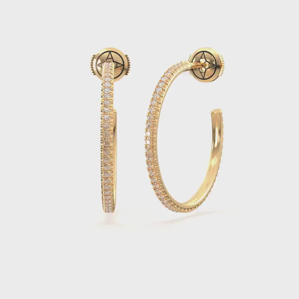 Centuria™ City Hoop diamond earrings, Large, 14K white gold, 18K white gold