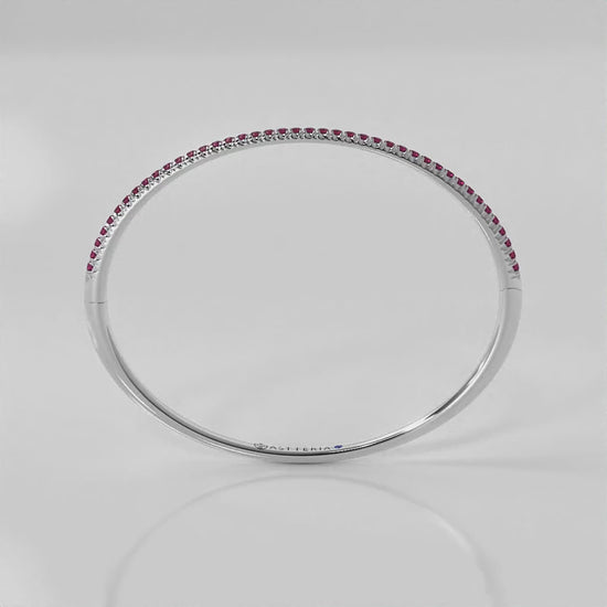 Centuria™ Bangle with Half Pavé ruby, 14K white gold, 18K white gold