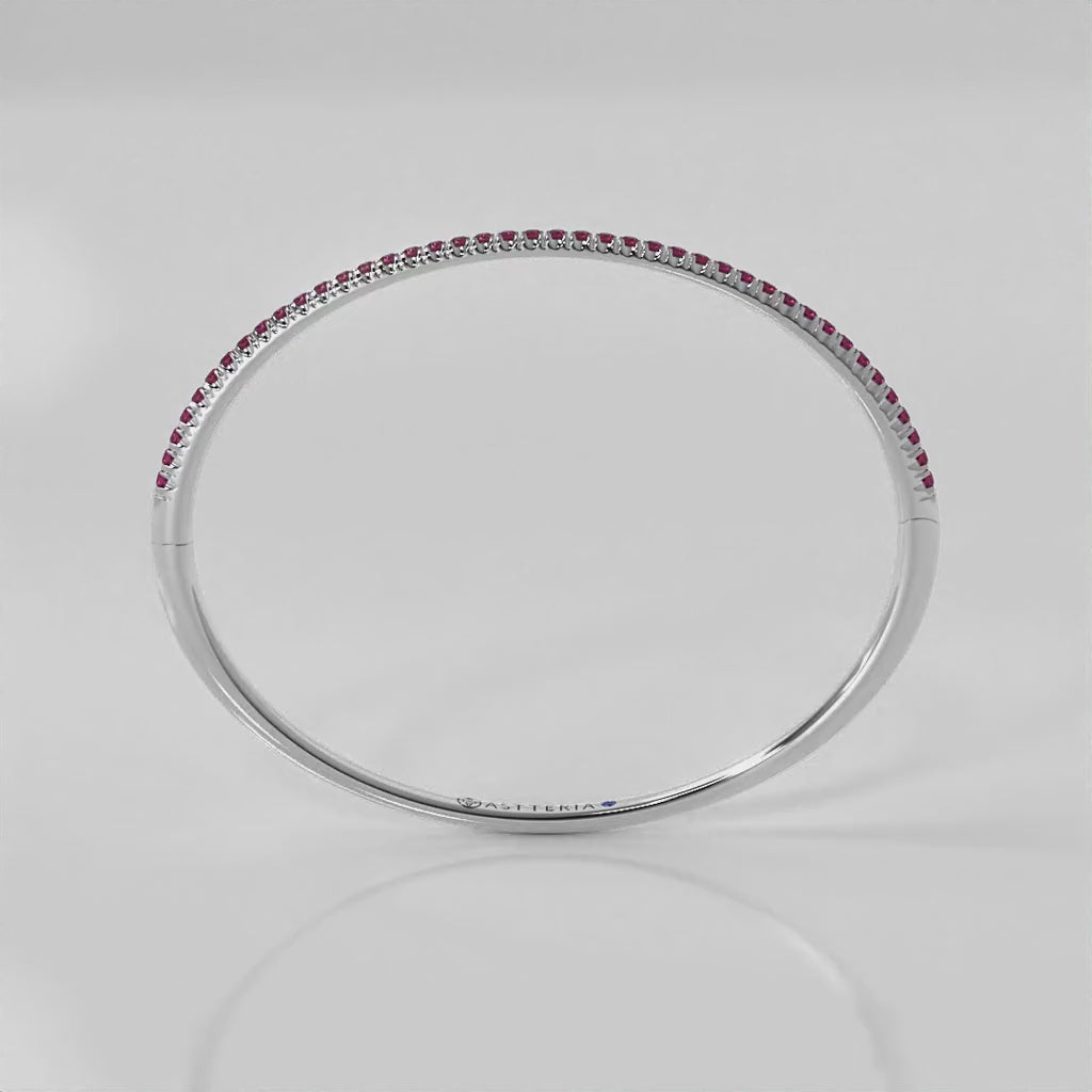 Centuria™ Bangle with Half Pavé ruby, 14K white gold, 18K white gold
