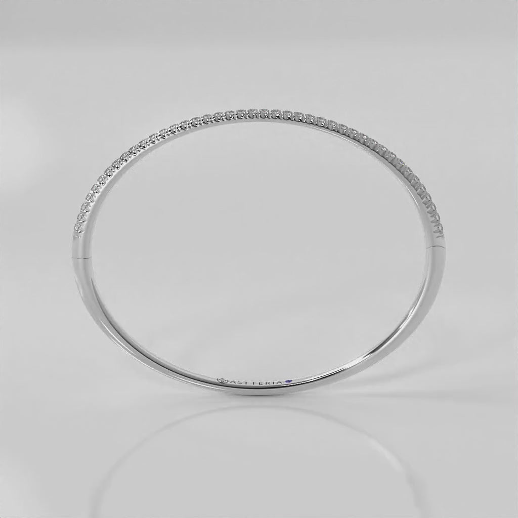 Centuria™ Bangle with Half Pavé White Diamonds, 14K white gold, 18K white gold