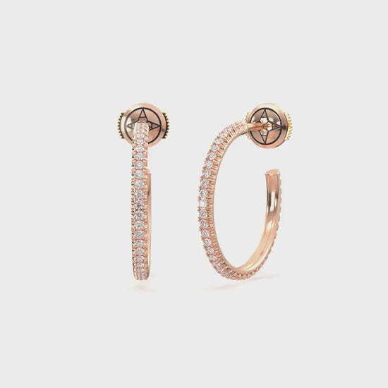 Centuria™ City Hoop diamond earrings, Medium, 14K rose gold, 18K rose gold