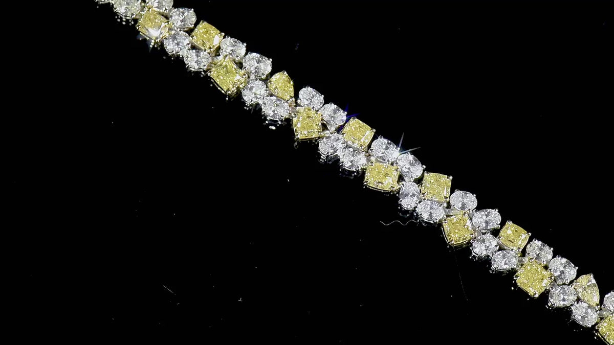 Natural 12.21 Ct. TW Yellow Diamond Bracelet, 18K White & Yellow Gold
