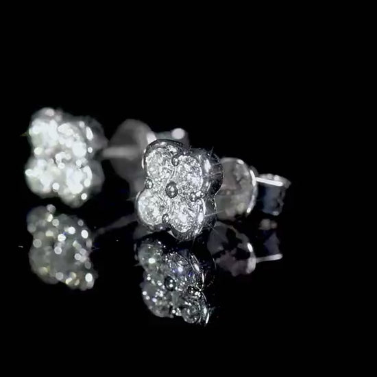 Natural 0.65 Ct. TW Diamond Clover Stud Earrings in White Gold, 14K White Gold, 18K White Gold